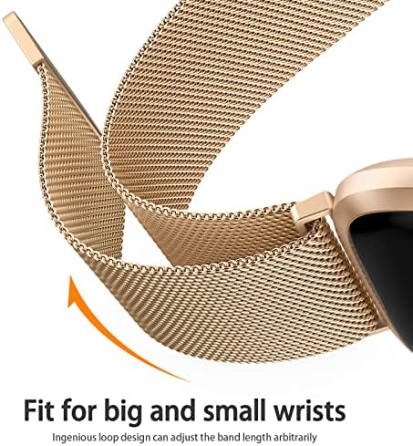 Vanjua за Fitbit Versa 2 Каишка За жени и мъже, Метална Мрежа Панти от Неръждаема Стомана, Регулируема Магнитна