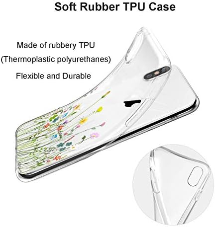 Калъф Unov е Съвместим с iPhone Xs Калъф за iPhone X Прозрачен с дизайн Тънък Защитен Лека Броня от TPU с релефен