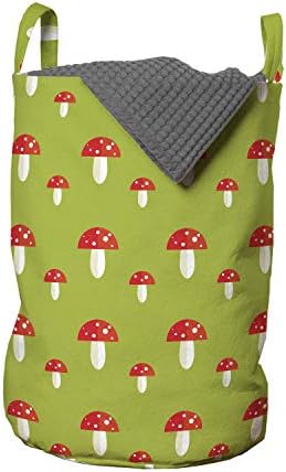 Чанта за дрехи с гъби Ambesonne, Детска Рисунка в стил Горски Ботаника с Поганками, Кошница за дрехи с дръжки,