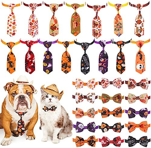 30 Бр. Есента Комплект от Вратовръзка за домашни любимци на Хелоуин, Тиква, Кленов Лист, Вратовръзки за Кучета,