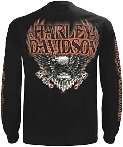 Мъжка тениска за екипажа на Harley-Davidson Eagle Piston с дълъг ръкав, черна 30299947