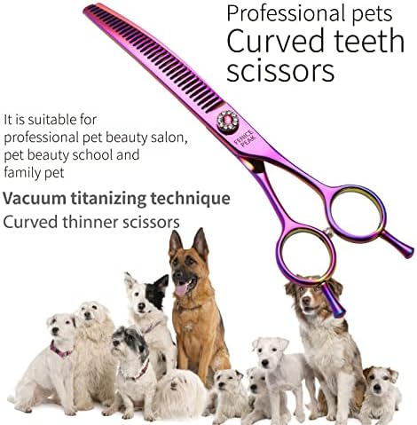 Професионални ножици за грижа за кучетата Fenice Връх, Извити ножици за подстригване на домашни любимци, 7,0