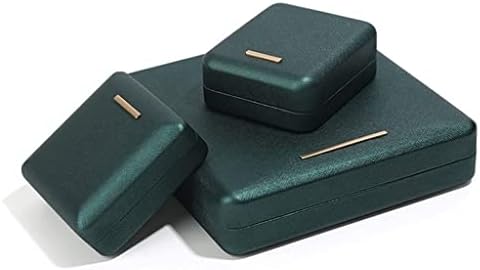 Дебели Тъмно-Зелена Кутия за опаковане на бижута, Изкуствена кожа, Метална Стоманена Кутия за Ембриони, Подарък Кутия за бижута Кутия за пръстени, Кутия за колие (Цв