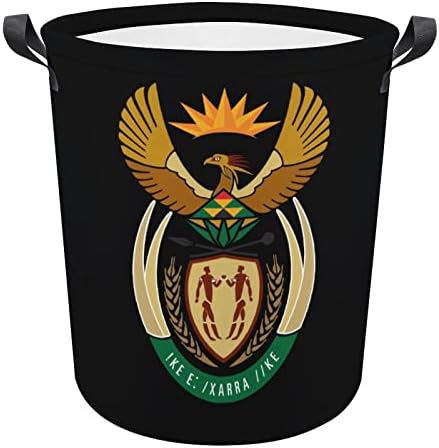 Герб на Южна Африка, Кошница за дрехи с Дръжки Водоустойчив Кръгла Сгъваема Кошница За Съхранение на Дрехи,