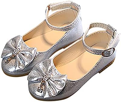 Обувки за малки момичета Мери Джейн, обувки за Сватба шаферките, Обувки принцеса с цветовете на ниски токчета, вечерни учебни обувки (сребро, 18-24 месеца)