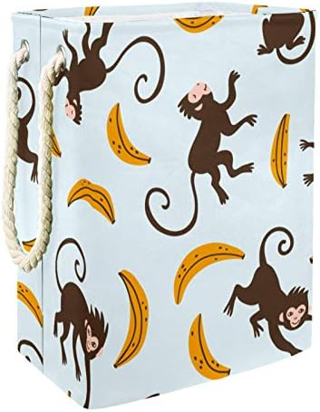 Кошница за дрехи Happy Маймуни с Шарени жълто банан, Сгъваема Кошница за съхранение на бельо с Дръжки, Подвижни