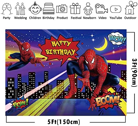 7x5FT Червен Човек-Паяк честит Рожден Ден на Фон За Фотосесия Супергерой спайдър-Нощна Сцена Града Момчета Рожден
