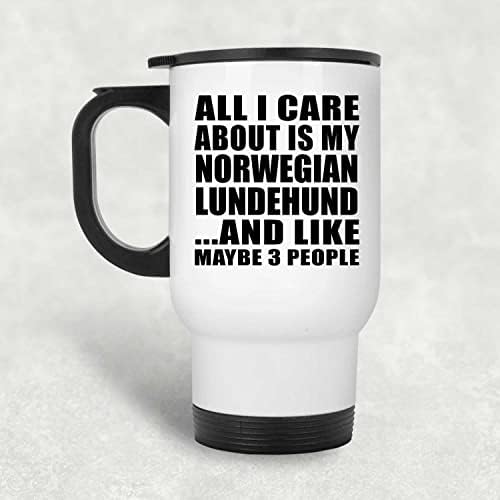 Designsify Всичко, за което не ми Пука, Това е Моят Норвежки Ландехунд, Бяла Пътна Чаша С Изолация от Неръждаема Стомана От 14 унции, Подаръци за рожден Ден, Годишнина, Коле