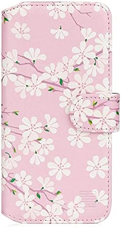 32nd Floral Series 2.0 - Дизайнерски калъф-награда от изкуствена кожа за Apple iPhone 13 (6,1 инча), дизайнерски флип калъф в стил портфейла с цветен модел и отделения за карти - Cherry Blosso