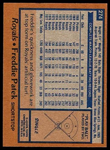1978 Topps # 274 Фреди Patek Канзас Сити Роялз (Бейзболна картичка) EX/MT Рояли