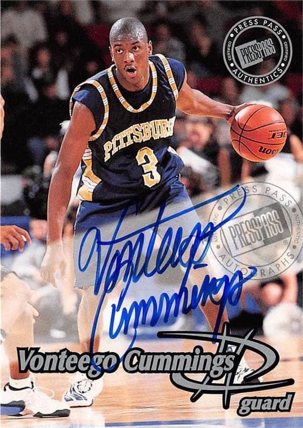 Баскетболно картичка с автограф Вонтего Каммингса (Питсбърг Пантърс) 1999 Прес-пас начинаещ VC3 - Баскетболни