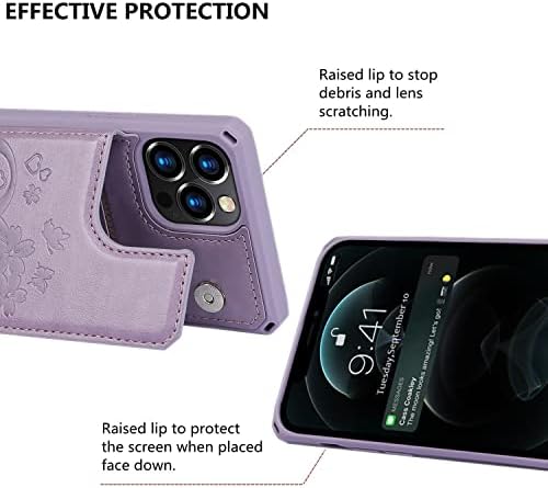 Калъф за телефон iCoverCase за iPhone 12 / iPhone 12 Pro, една чанта-портфейл с държач за карти за жени, каишка