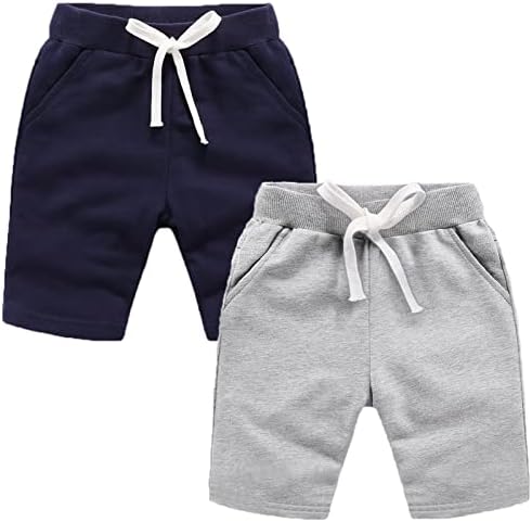 Шорти за Бягане За малки Момчета Летни Памучни Всекидневни Плетени Къси Панталони За Активна Почивка 2 Опаковка