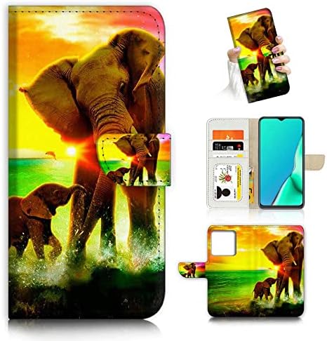 за iPhone 14 Pro Max, Дизайнерски Калъф-портфейл с панти капак за телефон, Семейство A23243 Elephant