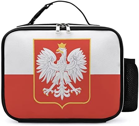 Полша Флаг Орел Чанта за Обяд Запечатани Кутия-Тоут с Красиви Щампи, Дръжка и Джоб за Жени, Мъже, Работа, Пикник,