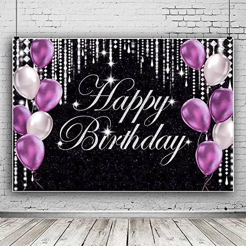 Черен Фон за парти по случай рожден Ден, Блестящи Сребърни Капающие Кристални Балони За Парти по случай Рожден