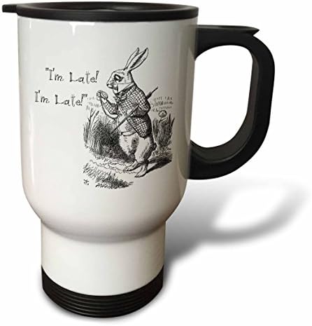 3d Чаша за пътуване с илюстрации на Алиса в Страната на Чудесата White Rabbit Съм Late Джон Tenniel, 14 Грама,