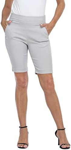 Дамски къси панталони-бермуди HDE Pull On Средна засаждане 10 см по вътрешния шев с джобове