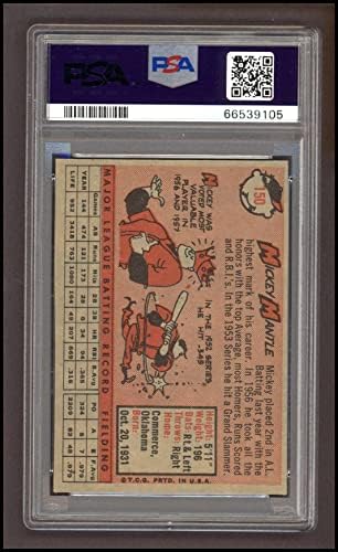 1958 Topps 150 Мики Мэнтл Ню Йорк Янкис (Бейзболна картичка) PSA PSA 4,00 Янкис