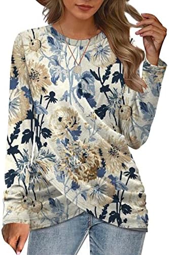 Женска тениска GIANTHONG с Забавен Графичен Принтом, Кръгло деколте, Офис Блуза, Блузи с дълги ръкави, Мода