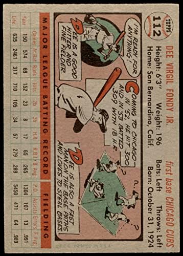 1956 Topps 112 WHT Ди Фонди Чикаго Къбс (Бейзболна картичка) (Бяла облегалка) EX Къбс