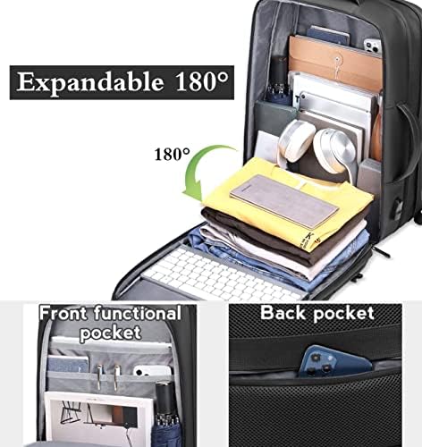 Ръчно раница KSIBNW Weekender с USB порт, Пътни Раници с възможност за разширяване до 40 литра, Одобрен за полети чанти за ръчен багаж в самолет, Водоустойчив Трайни 17-цолови Р
