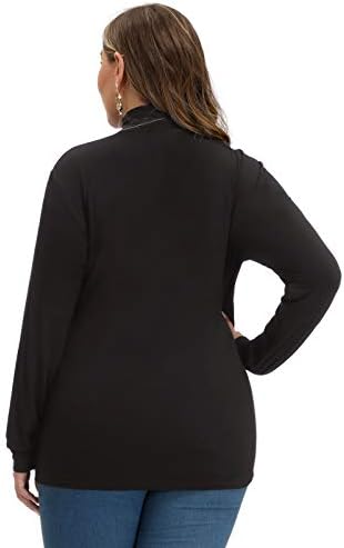 Жените Плюс Размер С Дълъг Ръкав Оформление На Врата На Лек Пуловер Тънка Риза Върховете