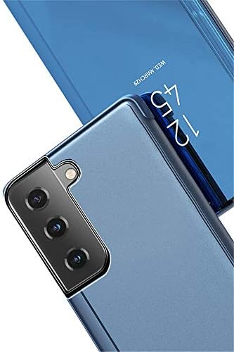 COTDINFOR е Съвместим с Samsung Galaxy S22 Case Огледален вид Прозрачен Блестящ Кожен Флип калъф с поставка