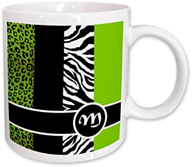 Керамична чаша 3dRose Elegant Animal Print Монограм Green M, 11 Грама