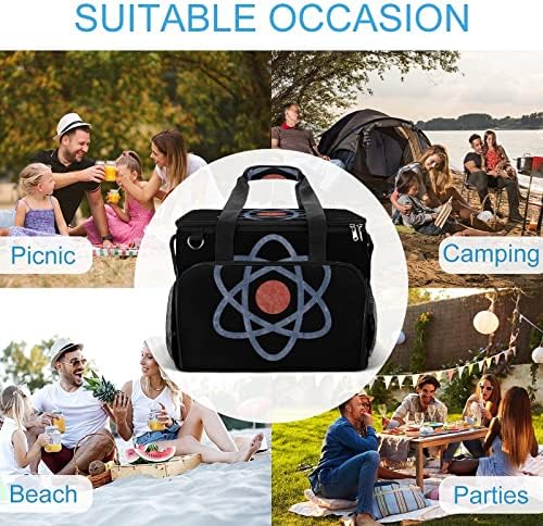 Atom Science Cooler Box Изолирано Запечатани Чанта-Тоут Преносима Охлаждаща Чанта за Обяд по Рамото за Пикник, на Плажа, Работа, Пътуване 15,4 x12