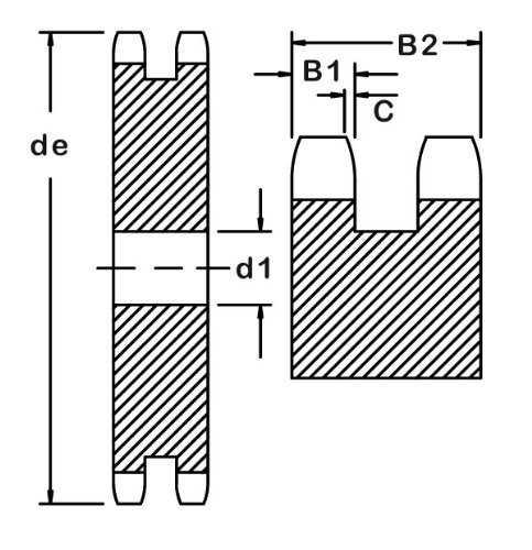 Звезда от листова стомана Ametric 2062A23 Metric 2062A23 ISO 12B-2 с 23 Зъбци за Двухцепочечной верига Ametric