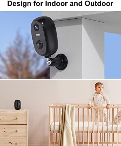 elemage Домашна камера за сигурност Безжична Външна с разделителна способност 2K Акумулаторна Батерия Цветно