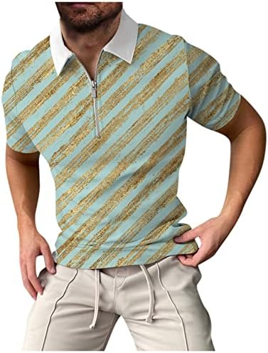 Мъжки ризи, Летен Мъжки Голф с Дигитален Печат, Мъжки Ежедневни Топ с цип с Къс ръкав за голф