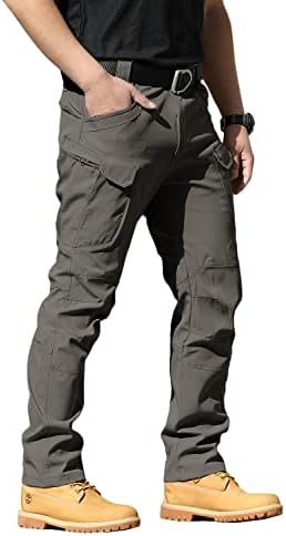 YAXHWIV Мъжки Тактически Панталони Flex Ripstop, Леки Пешеходни Ежедневни Панталони-Карго С Множество джобове,