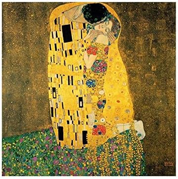 Alonline Art - Целувка на Густав Климт | Живопис в черна рамка, Напечатанная отпечатъци от памук, Най-до