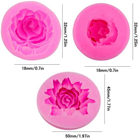 KuuGuu 3 Опаковки 3D Цветя Цъфтят Роза Силиконови Форми на Смола Свещ Роза Форма за Украса на Торта, Шоколад