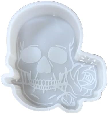 Силиконова Форма с Роза в формата на главата на Скелета в Устата на автомобилния Освежителя |4,25 х 2,5 х 0,08