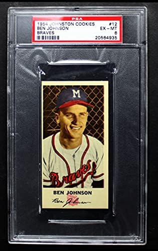 През 1954 г., Johnston Cookies # 12 Бен Джонсън Милуоки Брейвз (Бейзболна картичка) PSA PSA 6.00 Брейвз