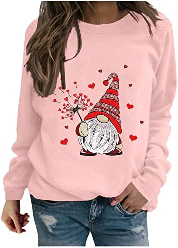 Сладък Четири Елф, Графични Плочи с изображение на Сърце Любов, Дамски Пуловери В Свети Валентин, Ризи с Кръгло