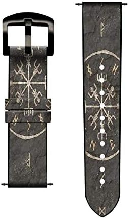 CA0714 Скандинавски Символ на Древните викинги Кожена Каишка за смарт часа Каишка за Fossil Hybrid Smartwatch