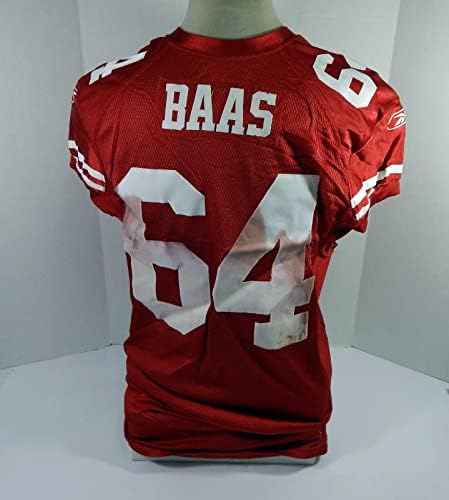 2011 San Francisco 49ers David Baas 64 Game Пусна Червената фланелка 48 DP42653 - Използваните тениски За игри
