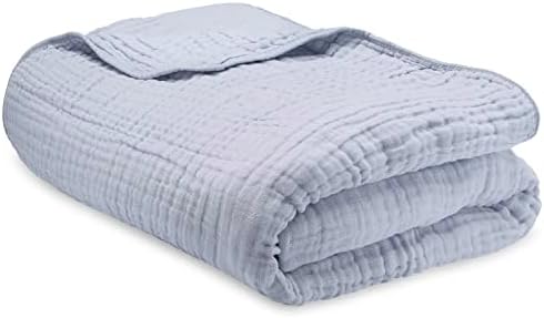 Муслиновое одеяло Comfy Cubs Queen, много голям размер 90 х 90, 6-Слойное Охлаждащо Меко Памучно, дышащее и топло Одеяло за Спалня, мека мебел в хола (Синьо, от шифон размер Queen-s