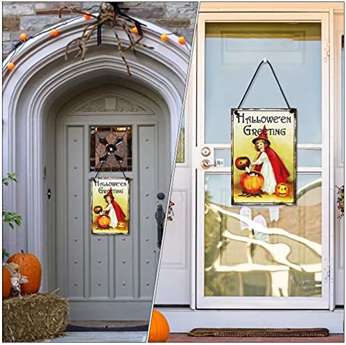 PRETYZOOM Рамка За Снимки Украшение Хелоуин Подвесная Дървена Табела Реколта посрещат с Дъска Антични Вратата