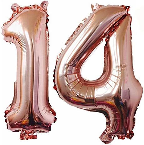 Украса за парти на 14-ия ден от раждането, Гигантски балони от фолио от Розово Злато за Парти за рожден Ден,