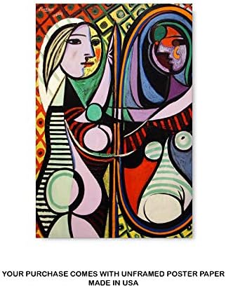 Художествен Плакат на Пабло Пикасо, Момичето пред Огледалото Живопис - Дом Офис Wokplace Стенен Декор 8 x 12