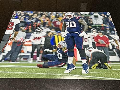 Кристиан Бармор С автограф на New England Patriots 16x20 Снимка Червен JSA - Снимки NFL с автограф