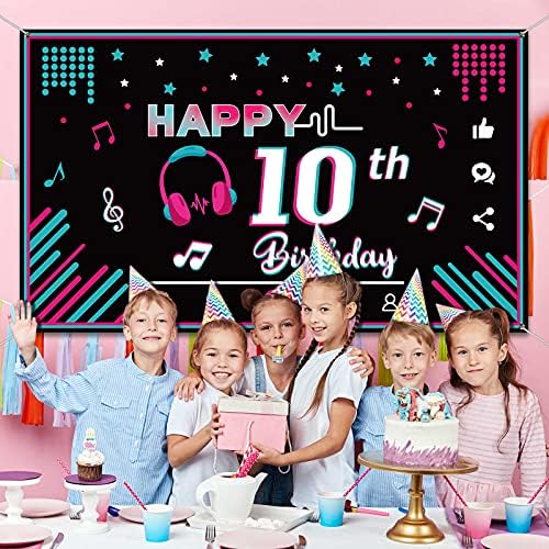 Музикален Фон с 10-ти рожден Ден, Музикални Аксесоари за парти в социалните мрежи, Музикални Бижута за банери