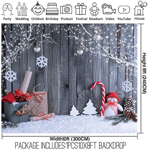 10x8ft Текстилен Коледен Фон За Снимки Коледен Гоблен Снежен Дядо Дървен Стенен Фон Зимните Празнични Аксесоари