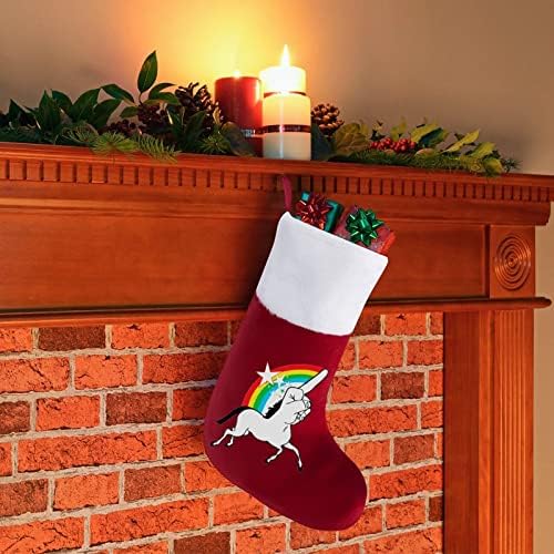 На средния Пръст Прецака Коледни Чорапи с Единорогом, Коледни Чорапи, Чанта За Дома, Семеен Коледен Декор