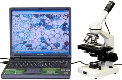 Цифров част Монокулярный микроскоп AmScope M600C-E1, Окуляры WF10x и WF25x, увеличение 40x-2500x, Ярко поле,
